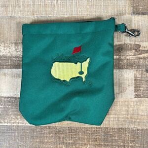 The Masters Golf Bag Pouch Tee Bag Green Nylon Soft Liner‎ 6.5" x 7"